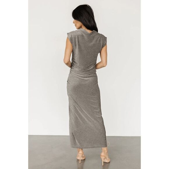 NWT Shimmer and Shine Silver Midi Dress with Sequin Detail - Picture 6 of 7